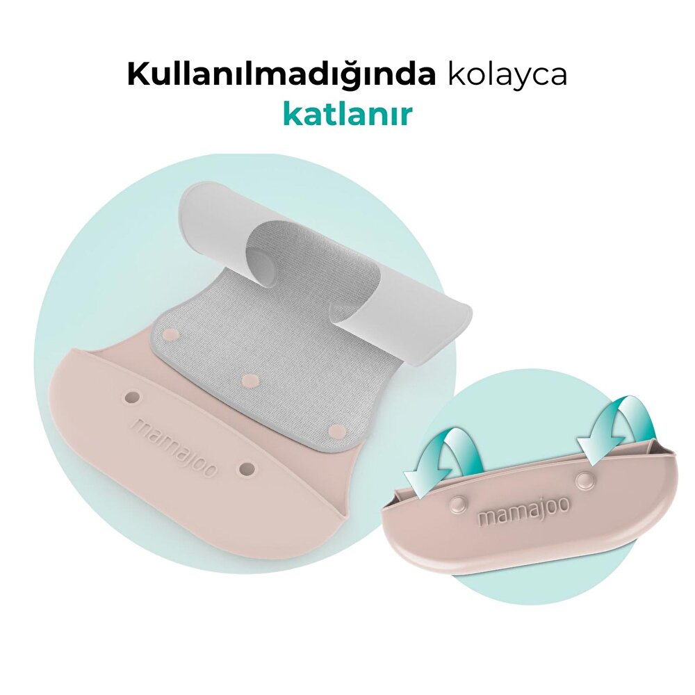 Katlanır Silikon & Kumaş Mama Önlüğü Powder Pink
