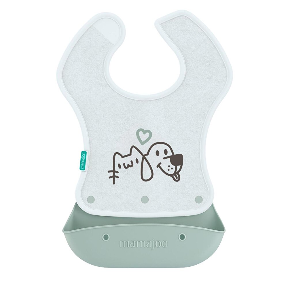 Katlanır Silikon & Kumaş Mama Önlüğü Powder Green