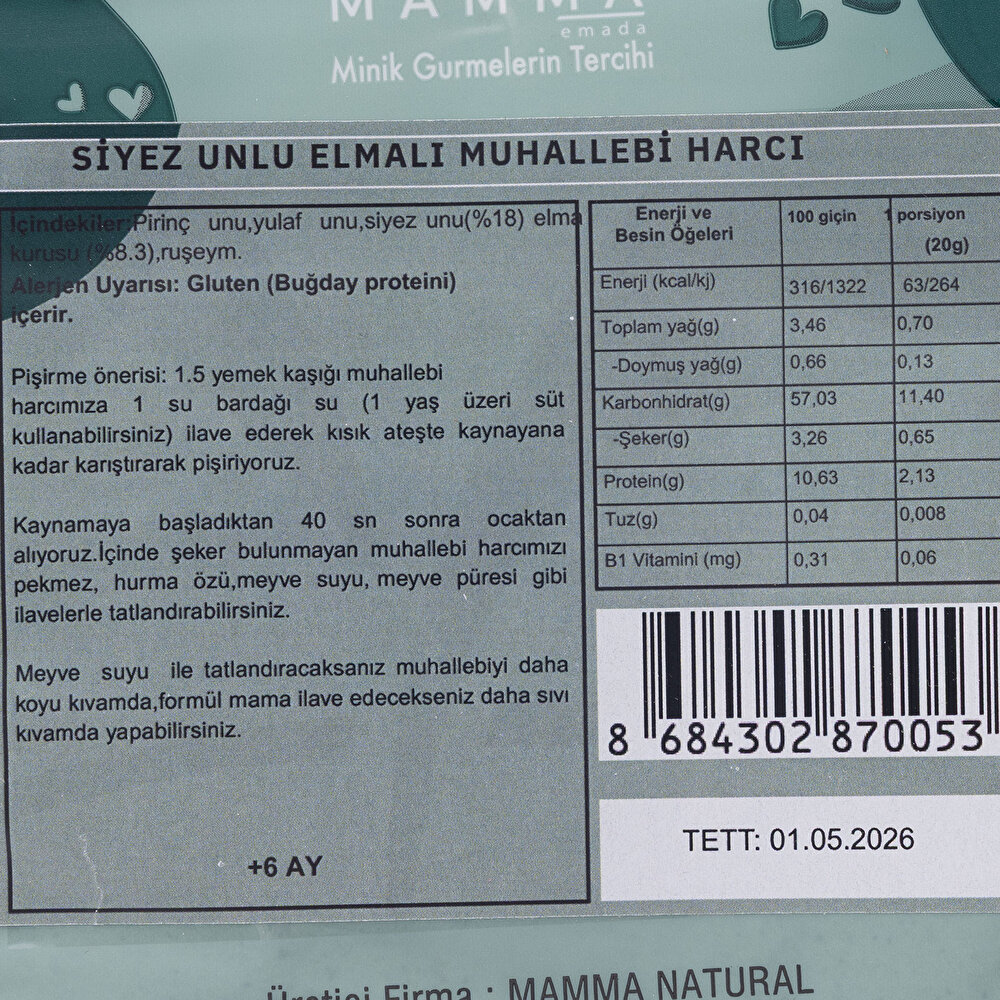 Siyez Unlu Elmalı Muhallebi Harcı 160 gr