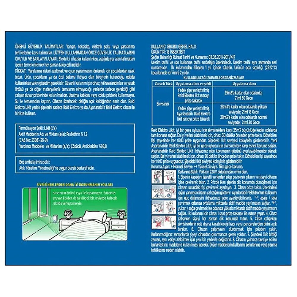 Elektro Likit Sivrisineksiz Etkin Koruma 60 Gece Yedek Şişe
