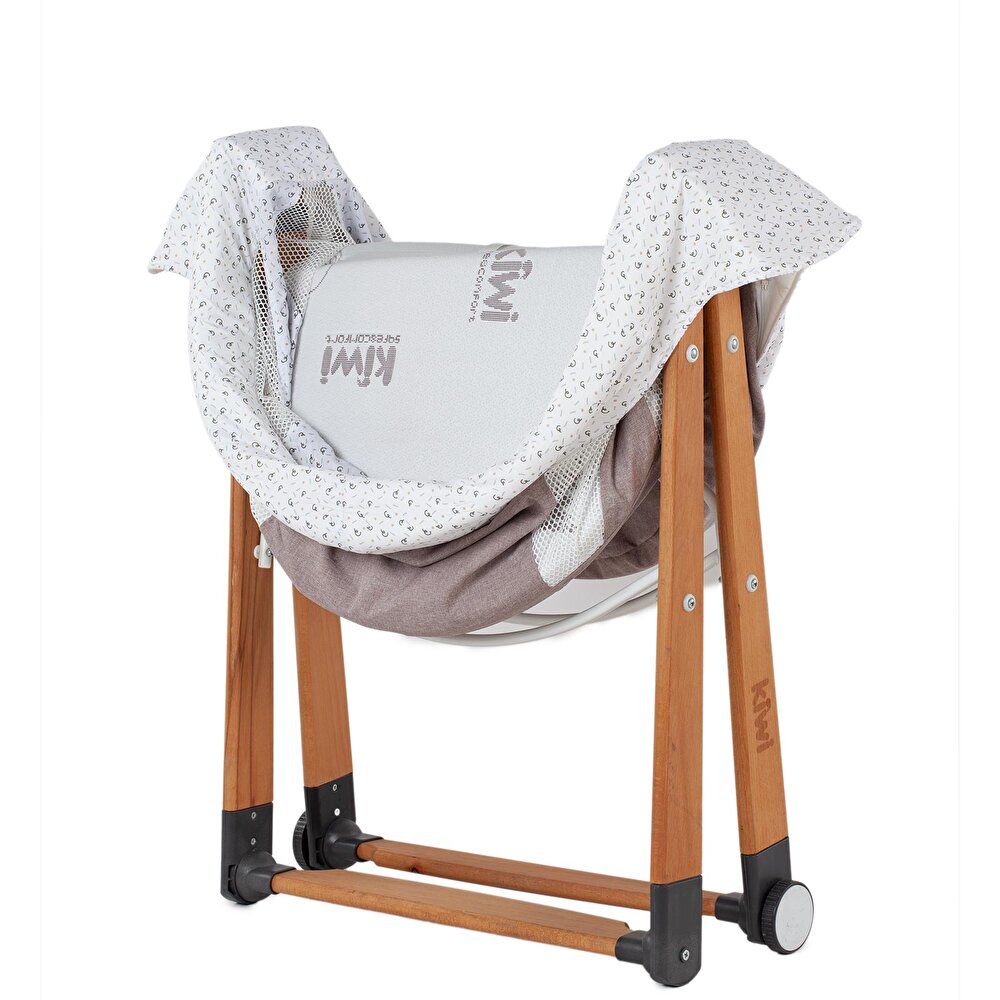 Seeper Doğal Ahşap Sallanabilen Katlanır Beşik