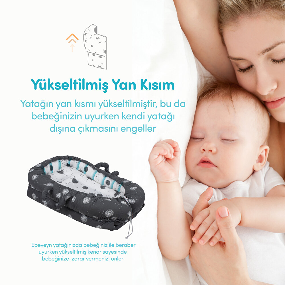 Anne Yanı Bebek Reflü Yatağı Gri