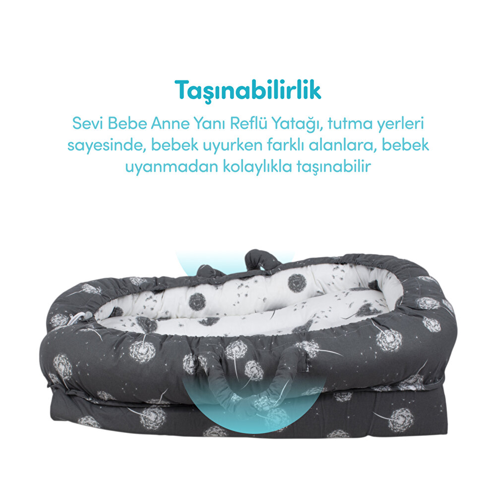Anne Yanı Bebek Reflü Yatağı Gri