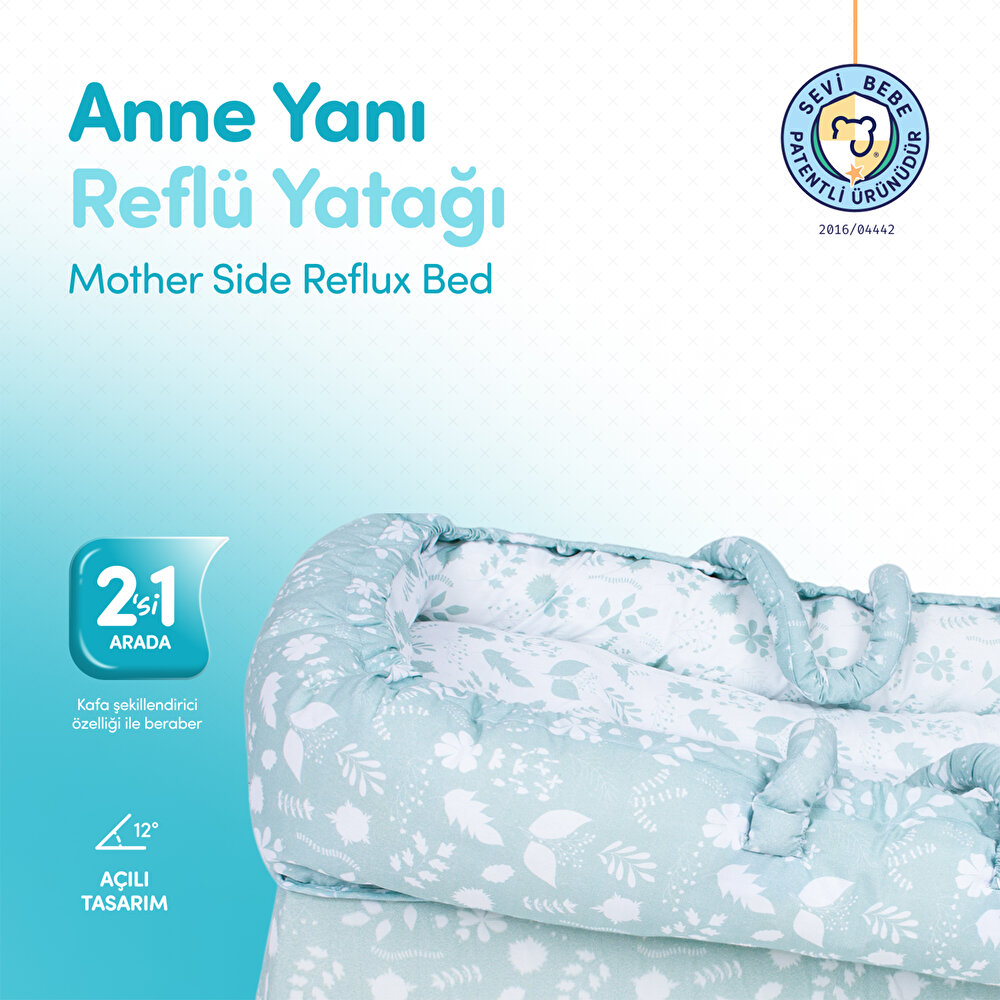 Anne Yanı Bebek Reflü Yatağı Yeşil
