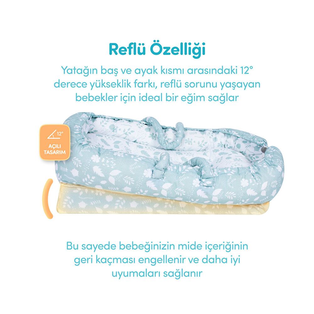 Anne Yanı Bebek Reflü Yatağı Yeşil