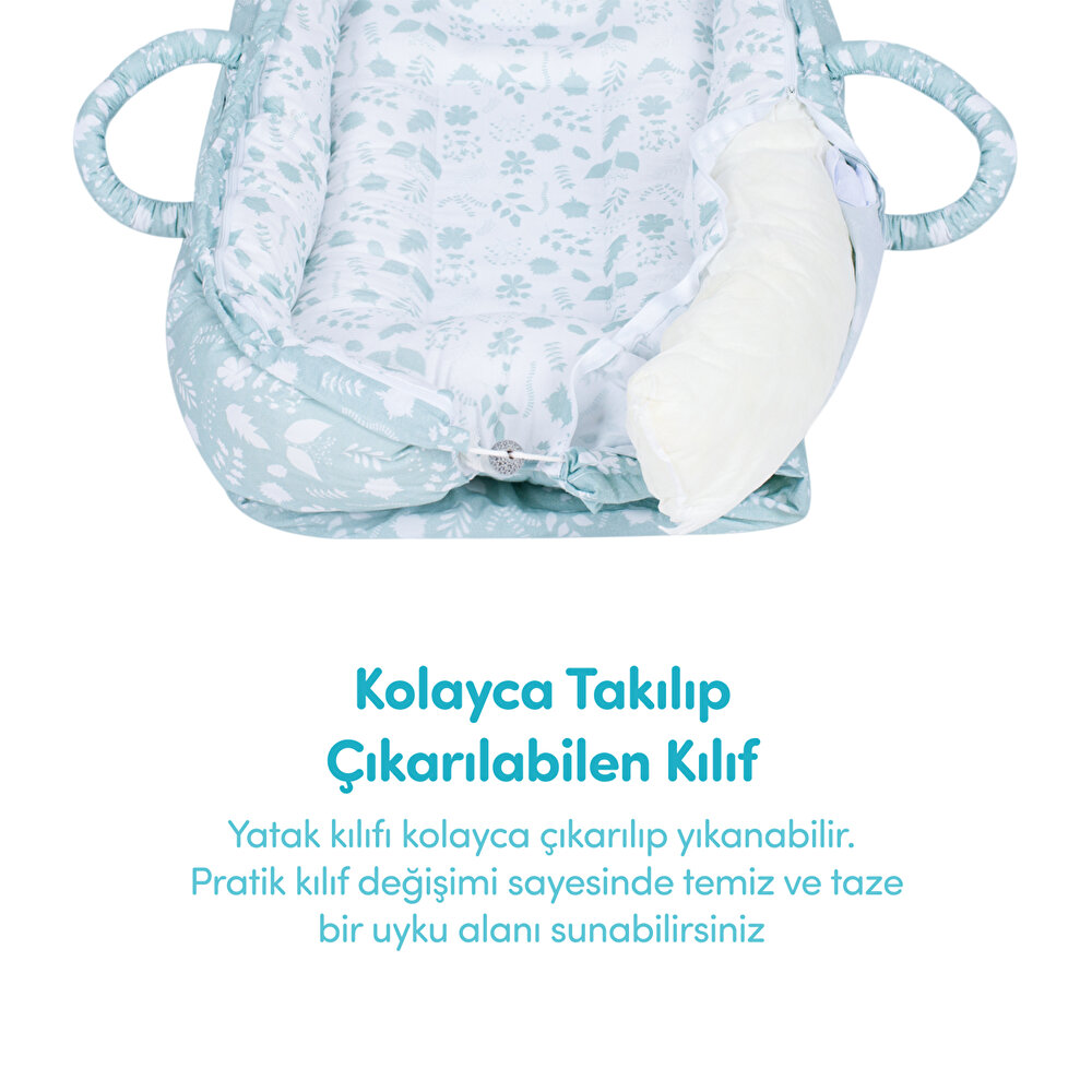 Anne Yanı Bebek Reflü Yatağı Yeşil
