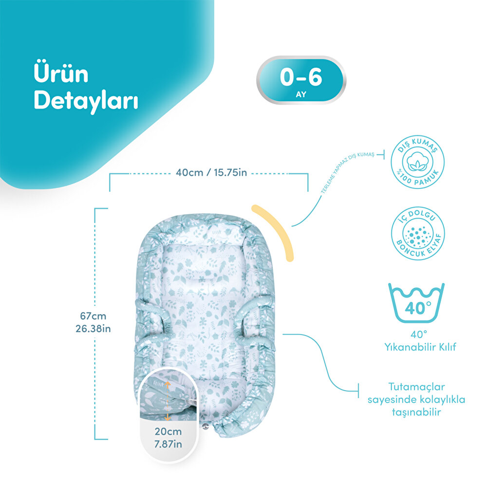 Anne Yanı Bebek Reflü Yatağı Yeşil