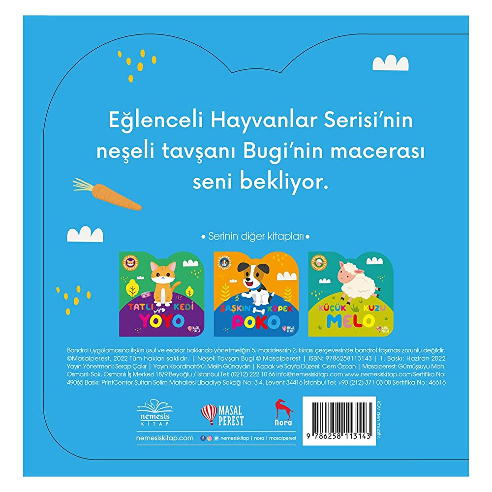 Eğlenceli Hayvanlar Serisi Küçük Neşeli Tavşan Bebek Masal Kitabı