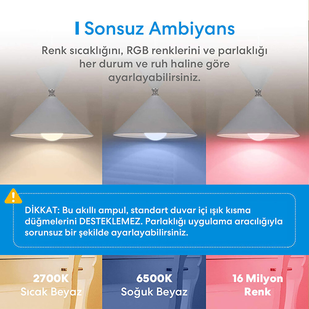 Akıllı RGB Ampul, 810L/9W