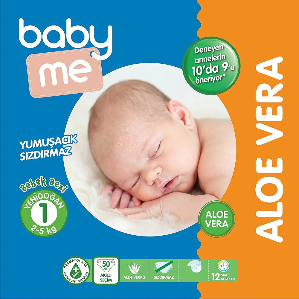 Aloe Vera Yenidoğan 1 Bebek Bezi 2-5 kg 50 adet