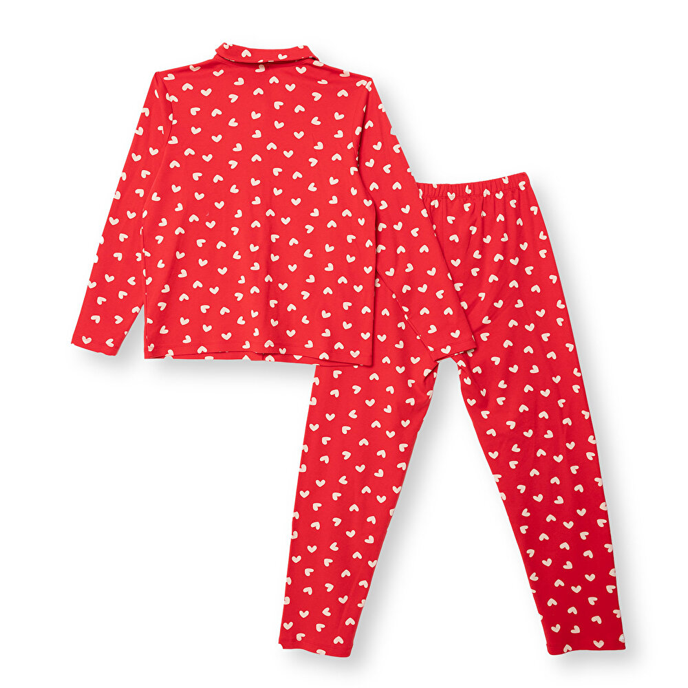 Anne Mini Me Pijama Takımı İnterlok Kapüşonlu Yaka Uzun Kol Reçme Paça
