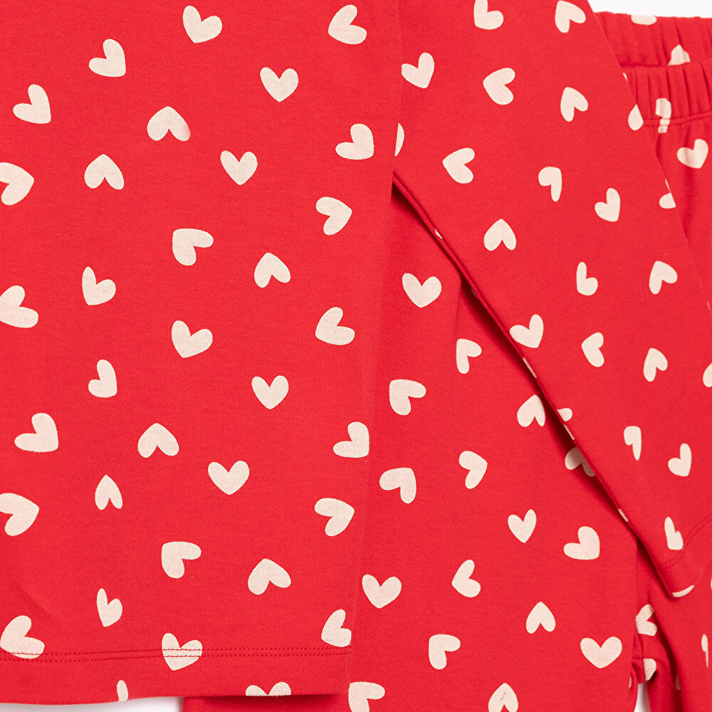 Anne Mini Me Pijama Takımı İnterlok Kapüşonlu Yaka Uzun Kol Reçme Paça