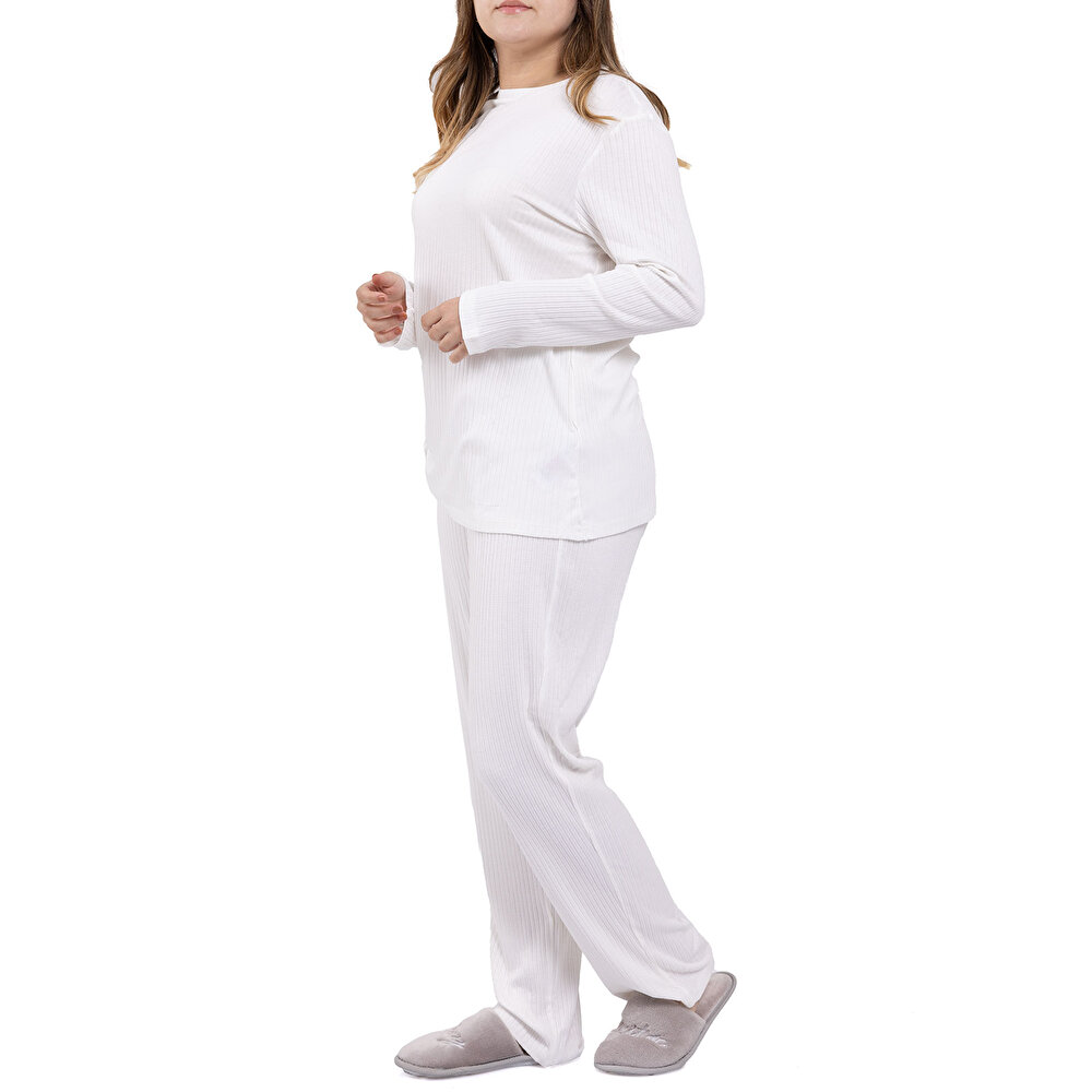Anne Pijama Takımı Bisiklet Yaka Uzun Kol