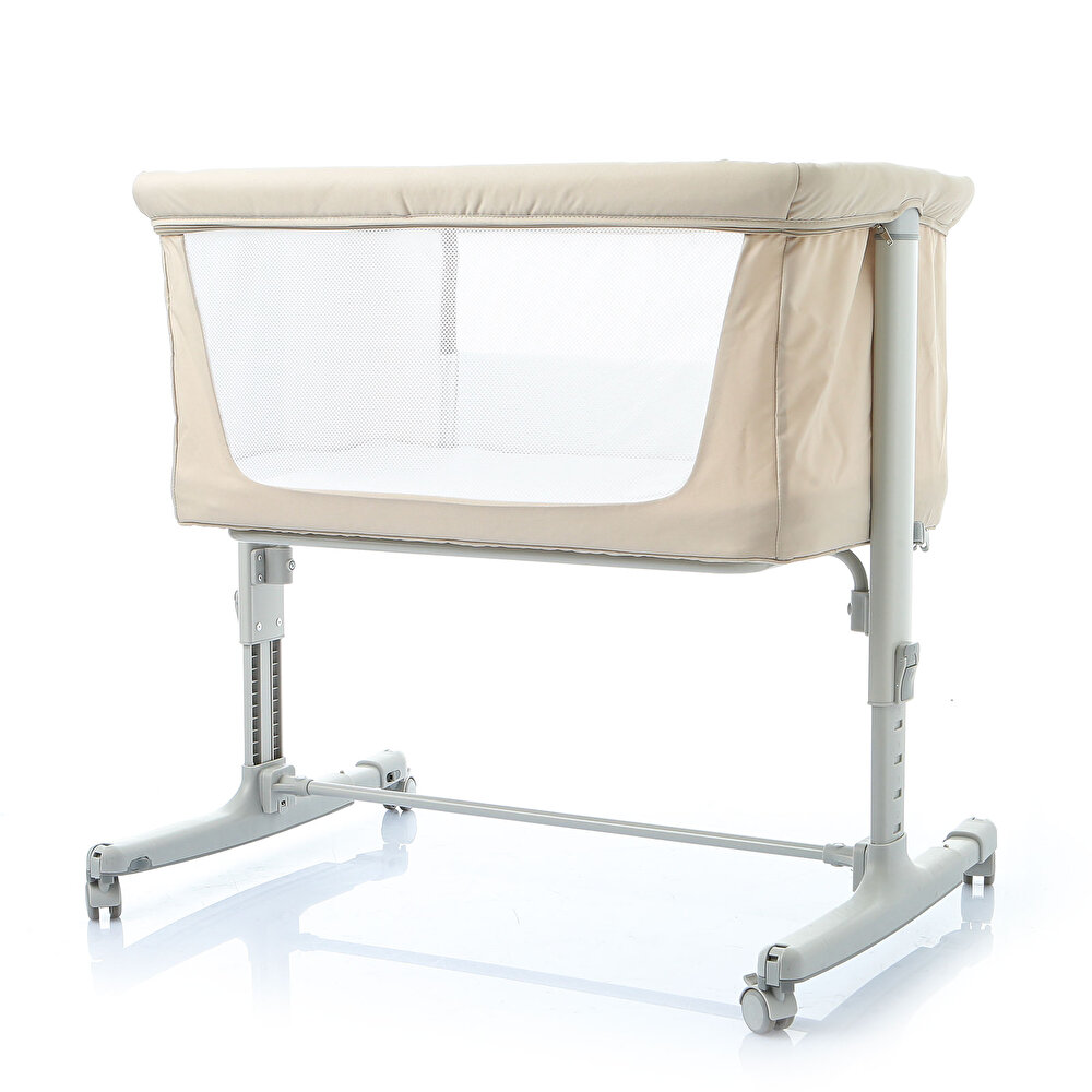 Anne Yanı Asansörlü ve Sallanabilir Bebek Beşiği Bej