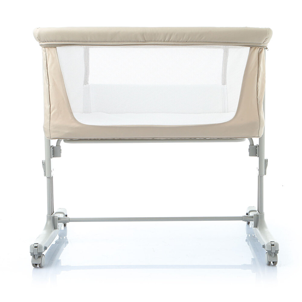 Anne Yanı Asansörlü ve Sallanabilir Bebek Beşiği Bej