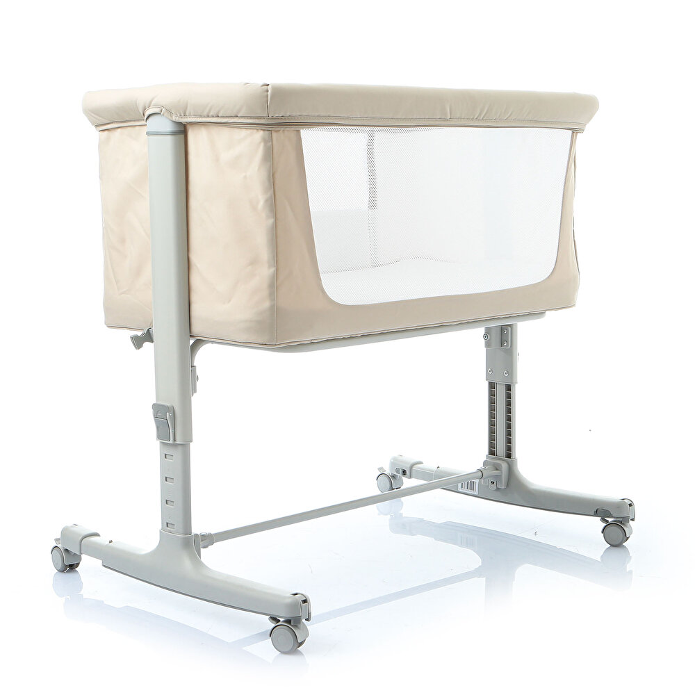 Anne Yanı Asansörlü ve Sallanabilir Bebek Beşiği Bej