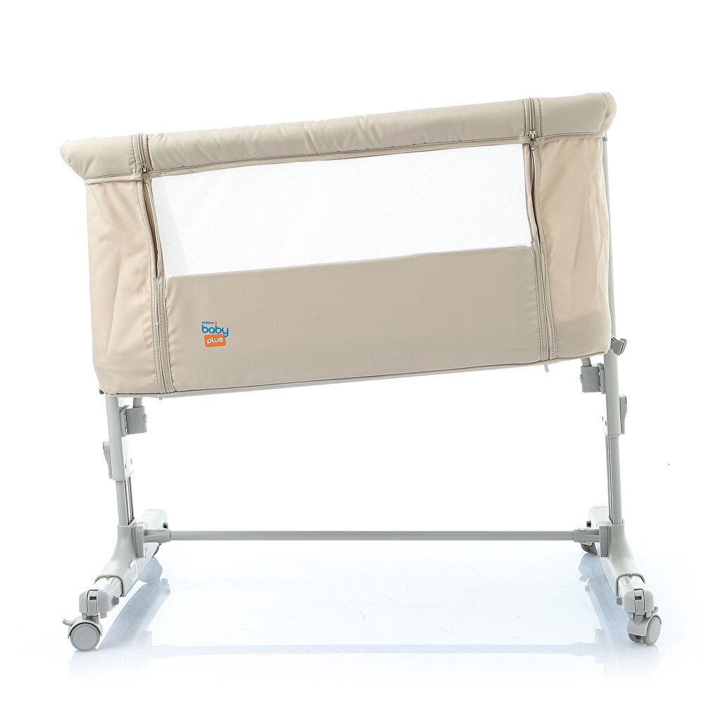 Anne Yanı Asansörlü ve Sallanabilir Bebek Beşiği Bej