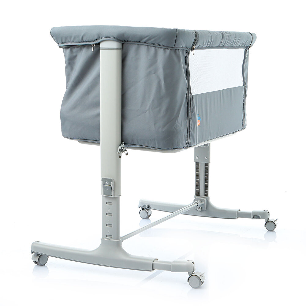 Anne Yanı Asansörlü ve Sallanabilir Bebek Beşiği Gri
