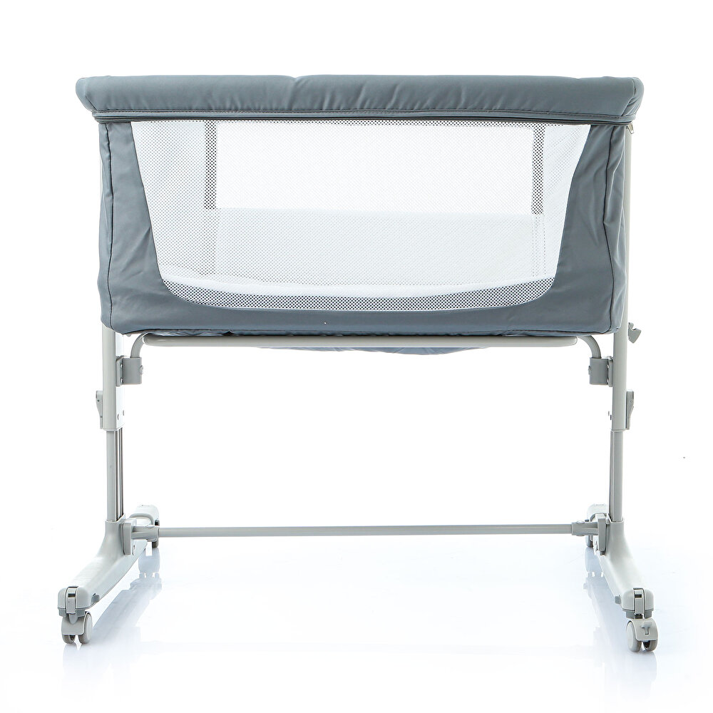 Anne Yanı Asansörlü ve Sallanabilir Bebek Beşiği Gri