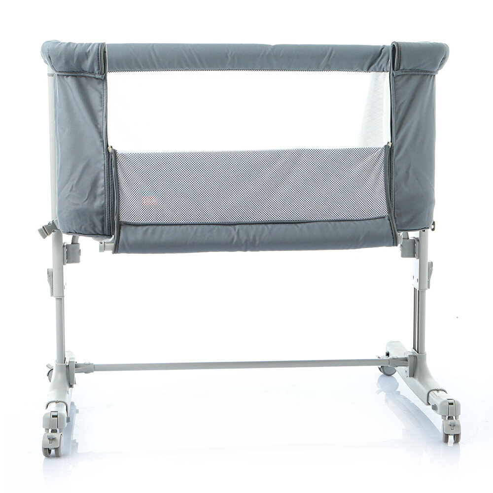 Anne Yanı Asansörlü ve Sallanabilir Bebek Beşiği Gri