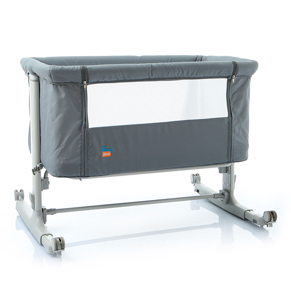 Anne Yanı Asansörlü ve Sallanabilir Bebek Beşiği Gri