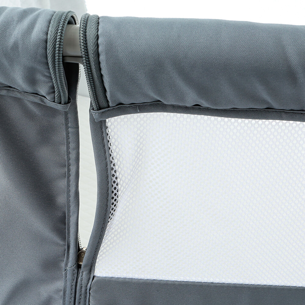 Anne Yanı Asansörlü ve Sallanabilir Bebek Beşiği Gri