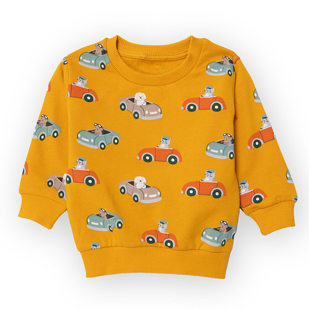 Araba Baskılı Sweatshirt Erkek Bebek