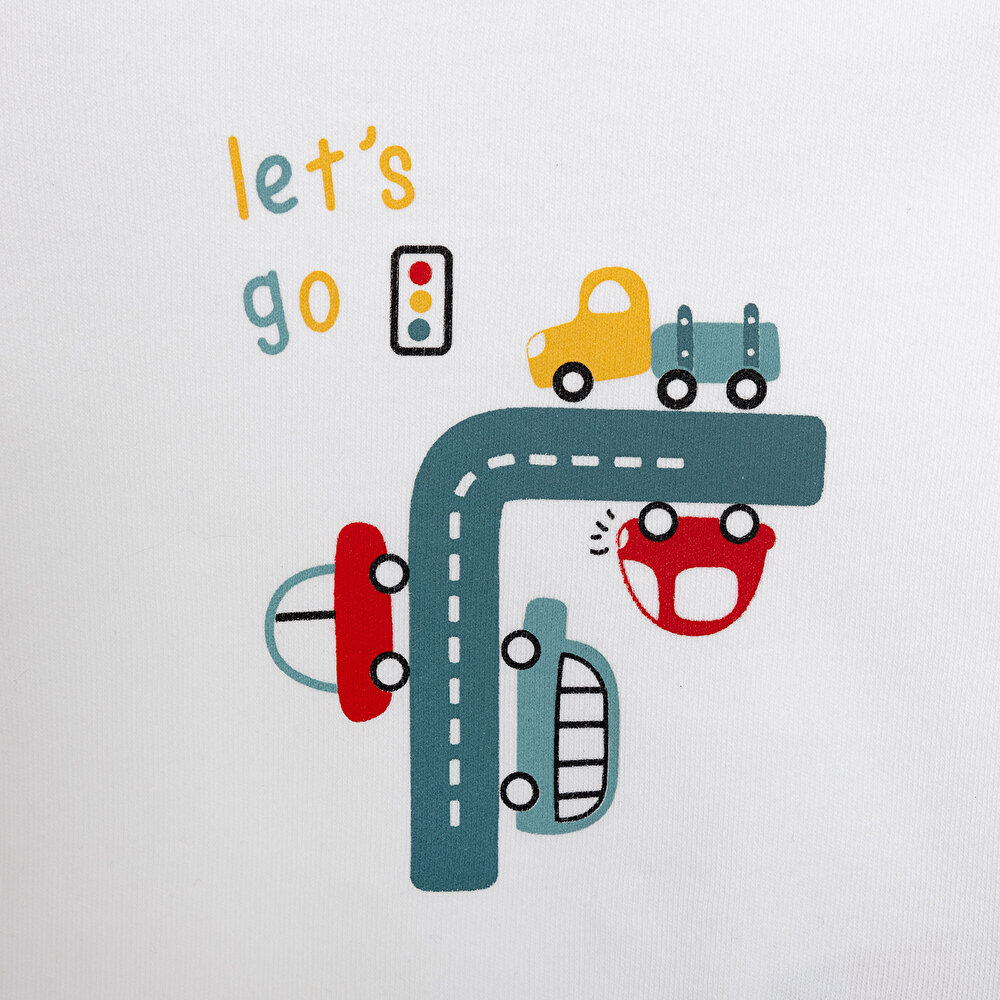 Araba Baskılı Yenidoğan Erkek Body-Patikli Alt-Şapka Erkek Bebek