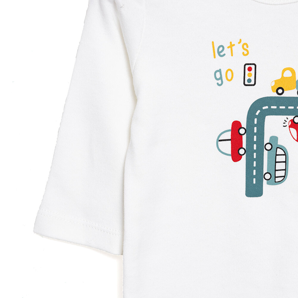 Araba Baskılı Yenidoğan Erkek Body-Patikli Alt-Şapka Erkek Bebek