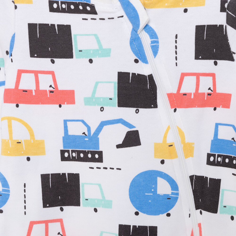 Araç Desenli Tekli Uzun Kol Fermuarlı Patiksiz Tulum