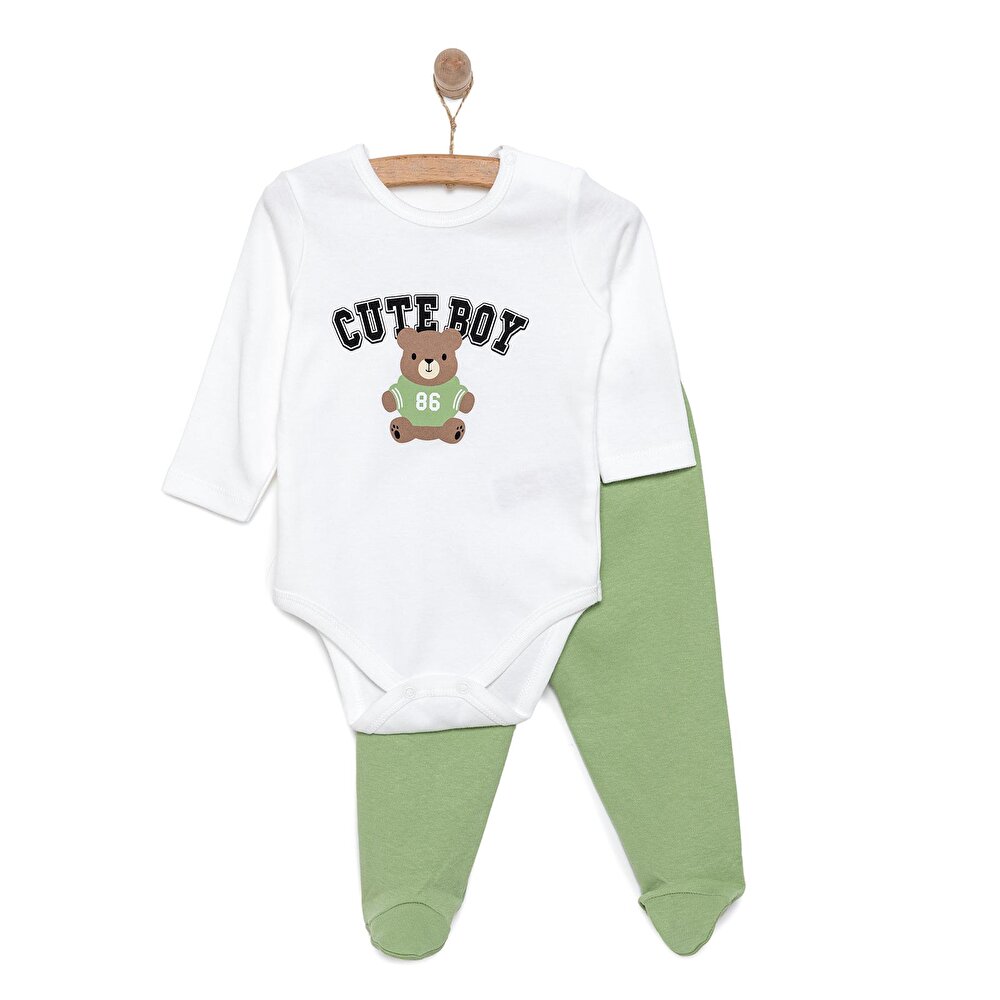 Ayı Baskılı Yenidoğan Erkek Body-Patikli Alt Erkek Bebek