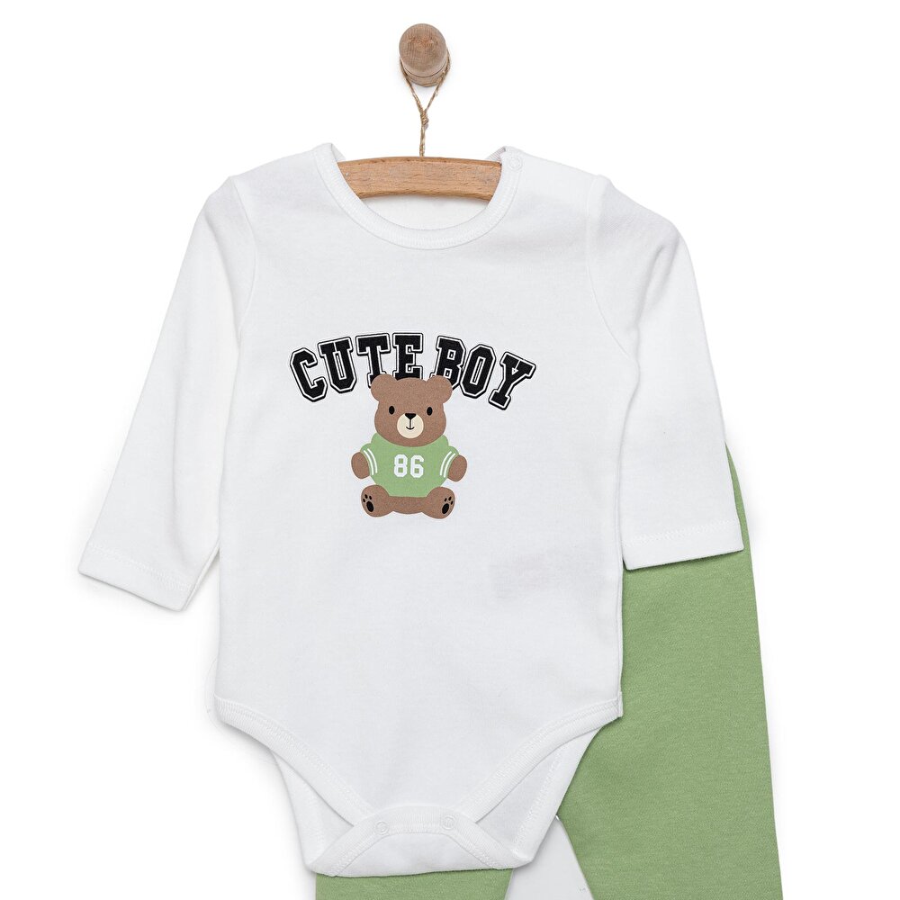 Ayı Baskılı Yenidoğan Erkek Body-Patikli Alt Erkek Bebek