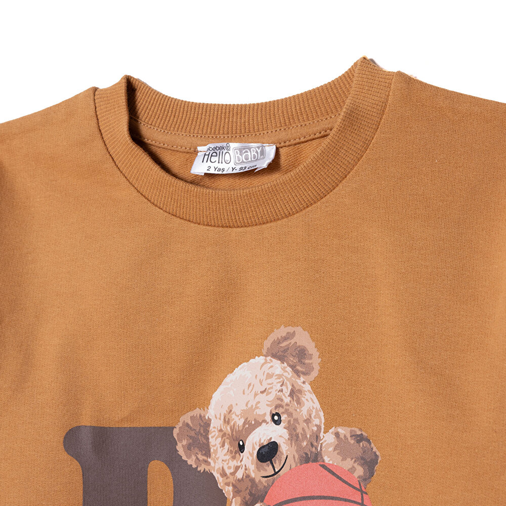 Ayıcık Baskılı Sweatshirt Erkek Bebek