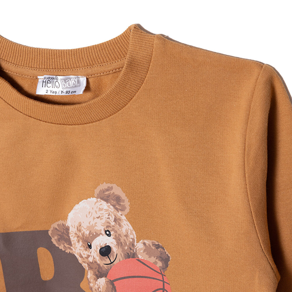 Ayıcık Baskılı Sweatshirt Erkek Bebek