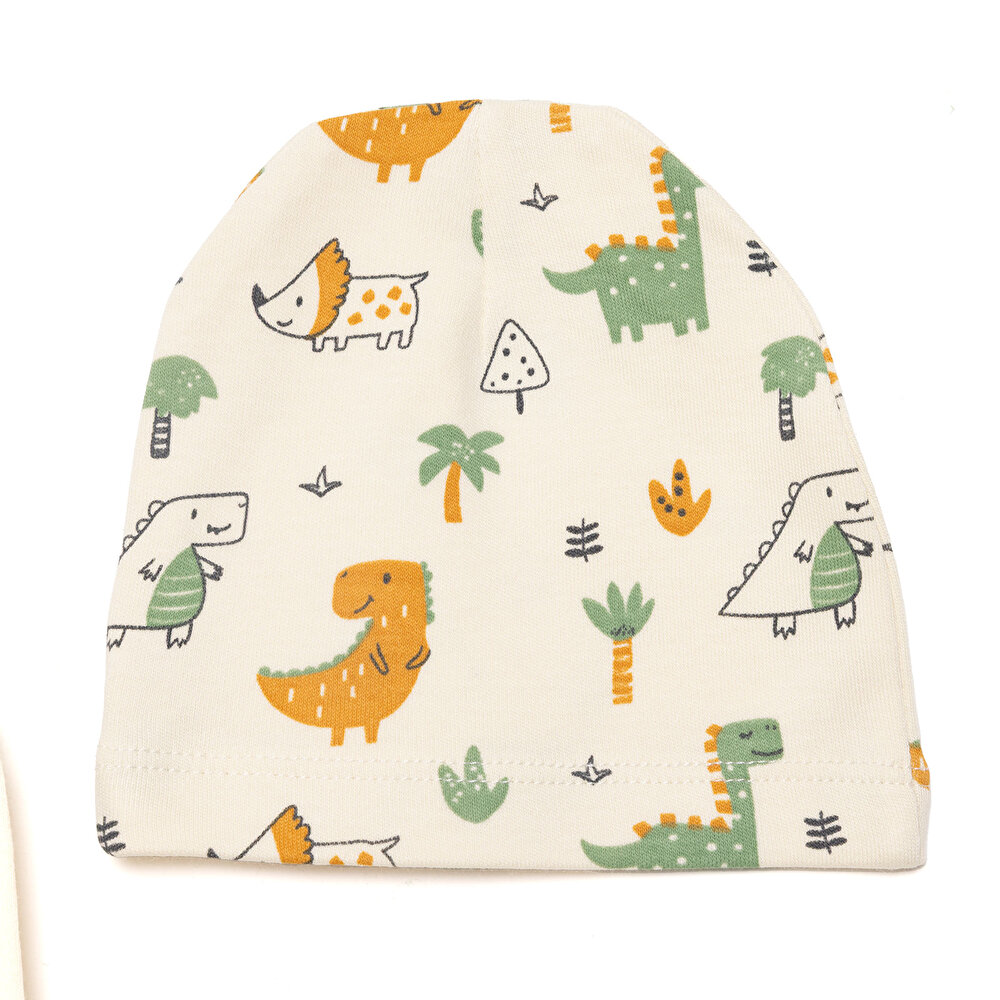 Ayıcık Baskılı Yenidoğan Uni Body-Patikli Alt-Şapka Unisex