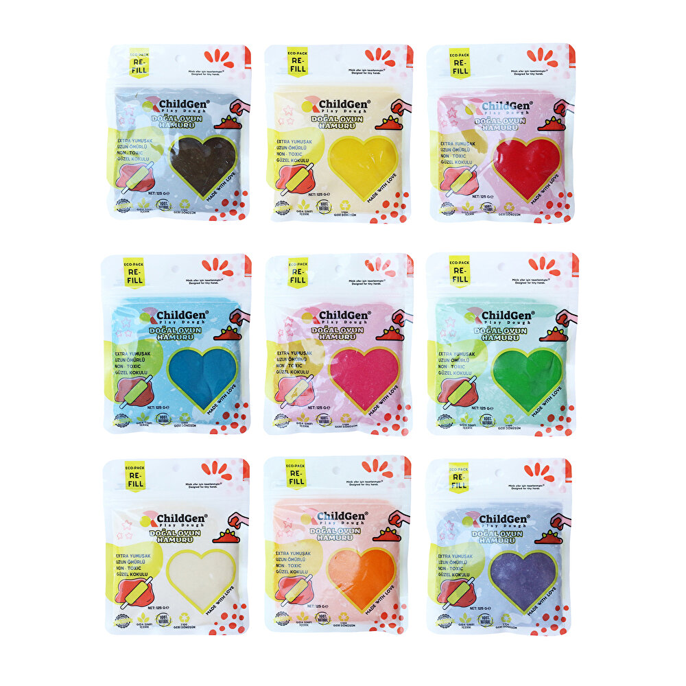 Doğal Oyun Hamuru Yedek Paket 9x125 gr