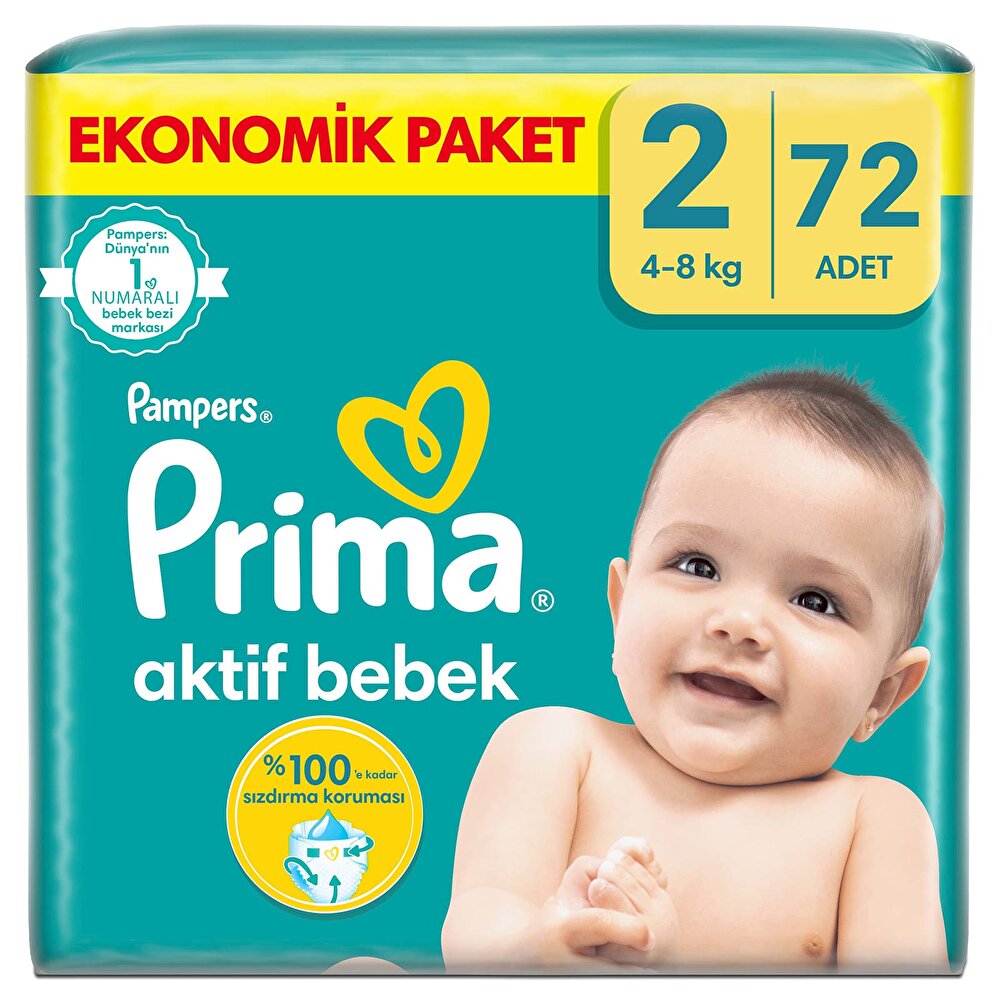 Bebek Bezi Aktif Bebek 2 Beden Mini Ekonomik Paket 4-8 kg 72 Adet