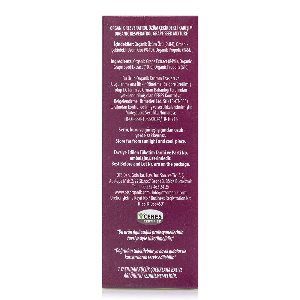 Resveratol Karışım Üzüm Çekirdekli Takviye Edici Gıda