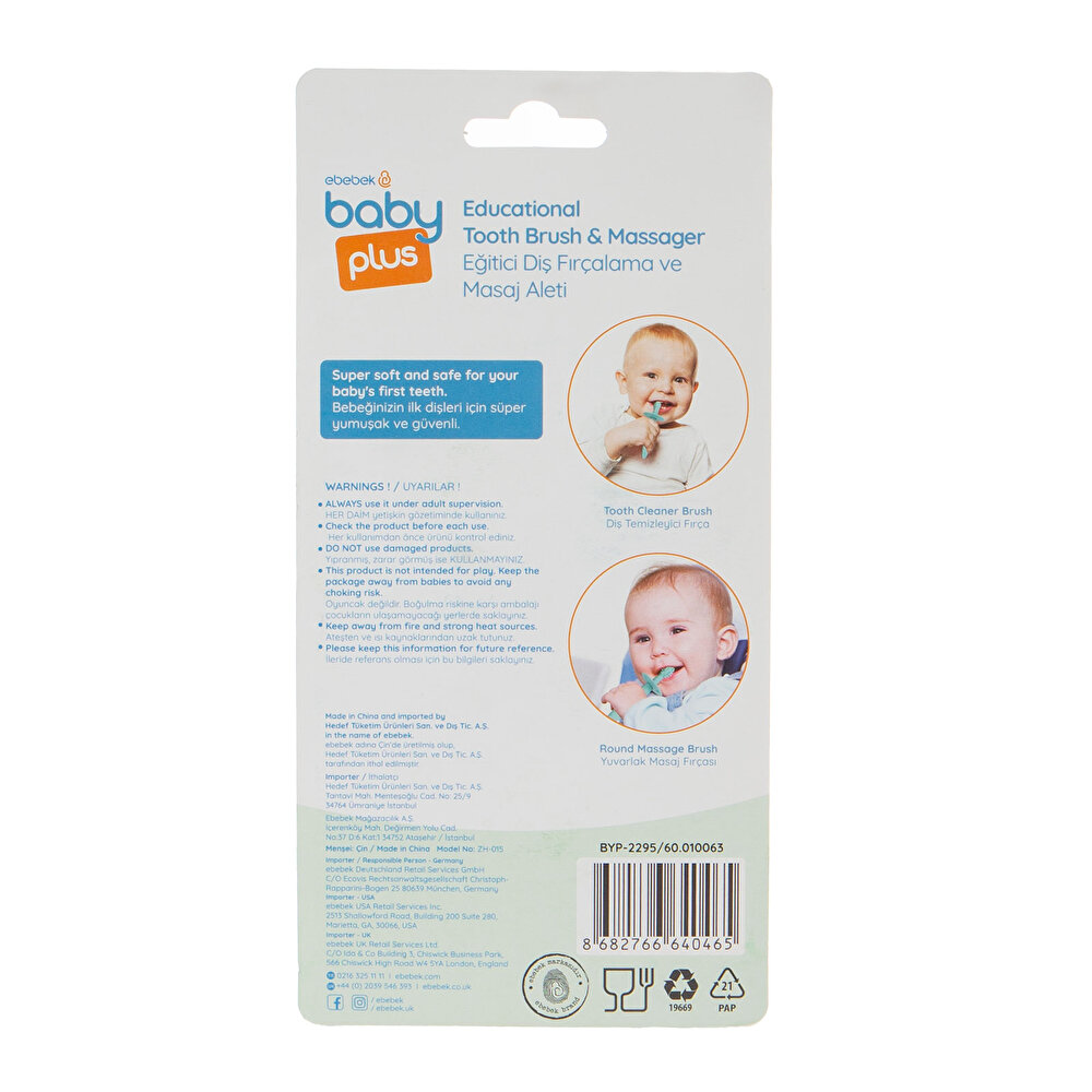 Bebek Diş Fırçalamaya Alıştırma ve Masaj Aleti