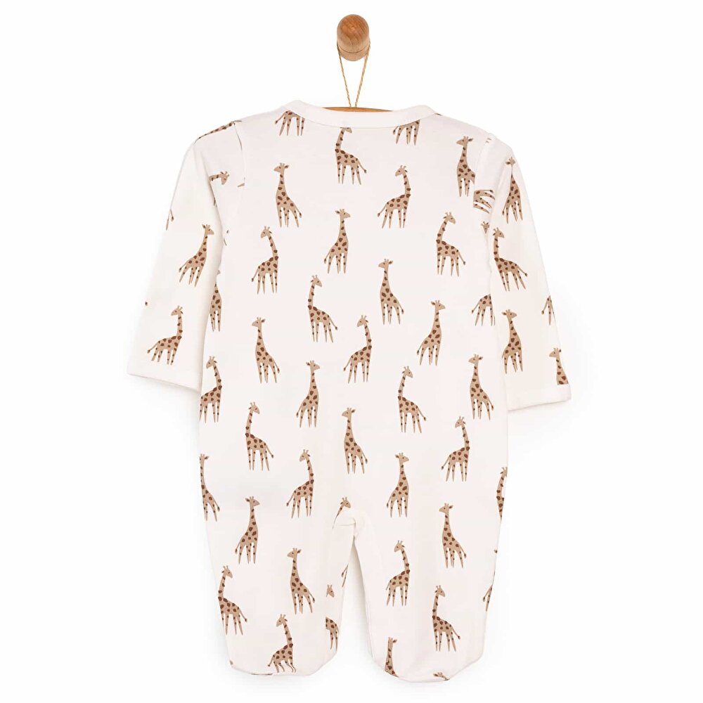 Yenidoğan Çıtçıtlı Zürafa Desenli Patikli Tulum Unisex
