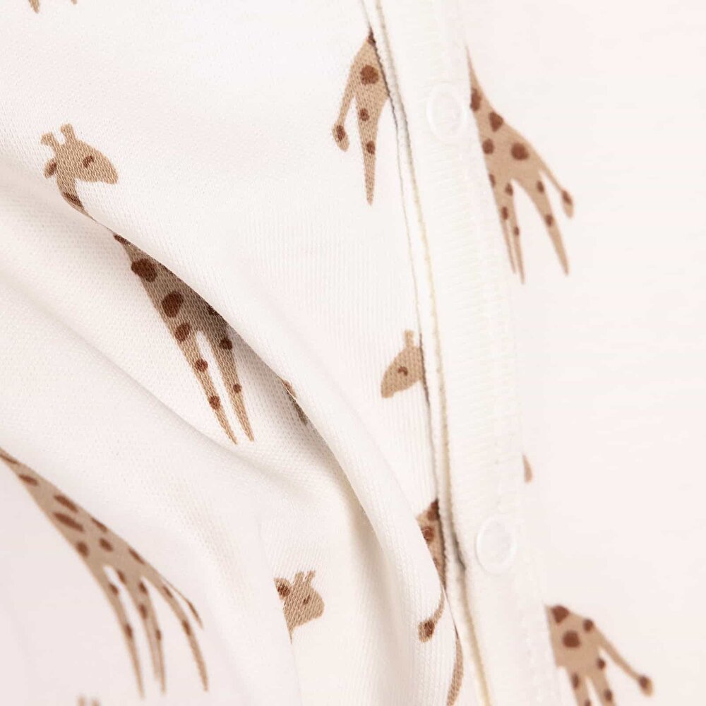 Yenidoğan Çıtçıtlı Zürafa Desenli Patikli Tulum Unisex