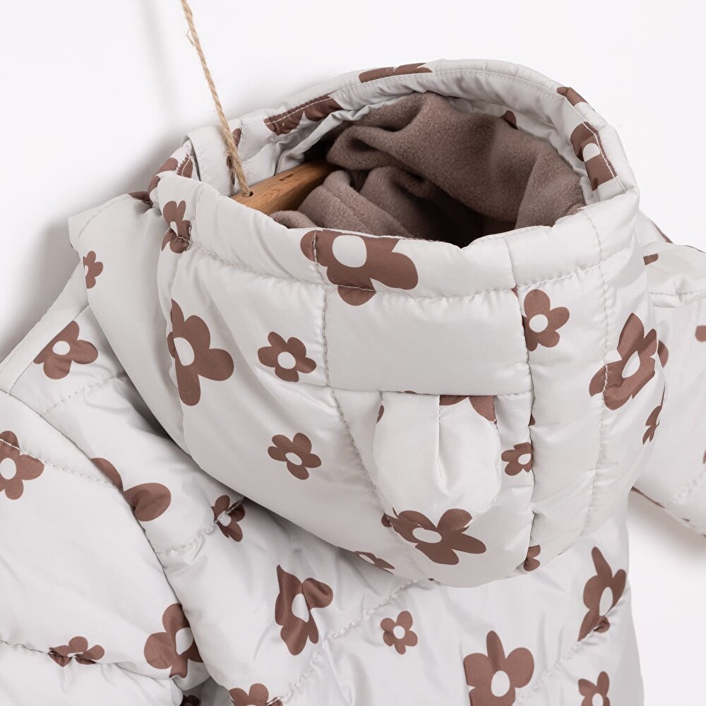 Basic Kapüşonlu Kulaklı Mont Kız Bebek