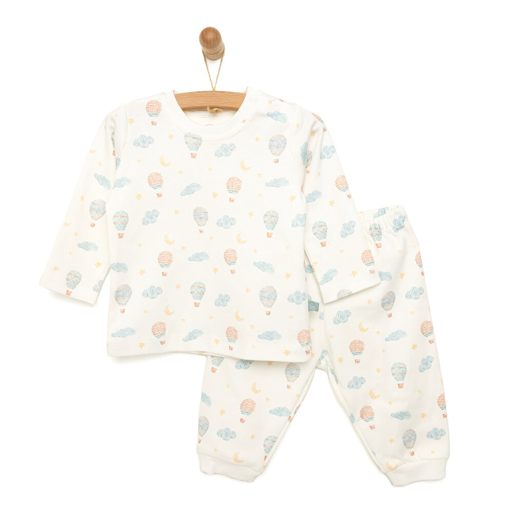 Unisex Bebek Organik Pijama Takım İnterlok Çıtçıtlı Pambuliq  Bisiklet Yaka Uzun Kol