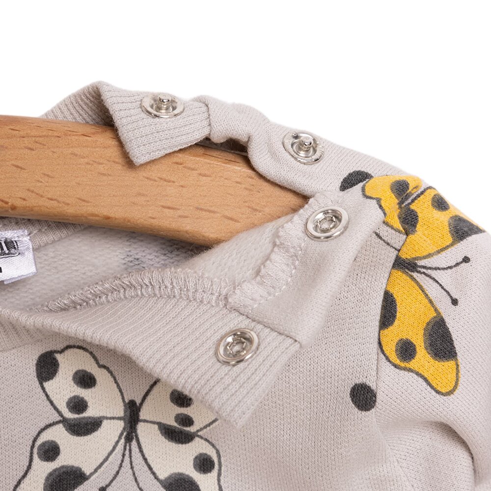 Basic Az Şardonlu Kelebek Desenli Sweatshirt Kız Bebek