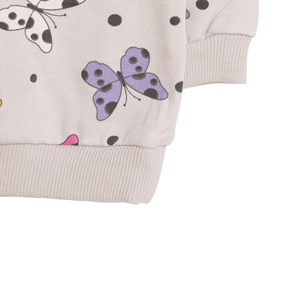 Basic Az Şardonlu Kelebek Desenli Sweatshirt Kız Bebek