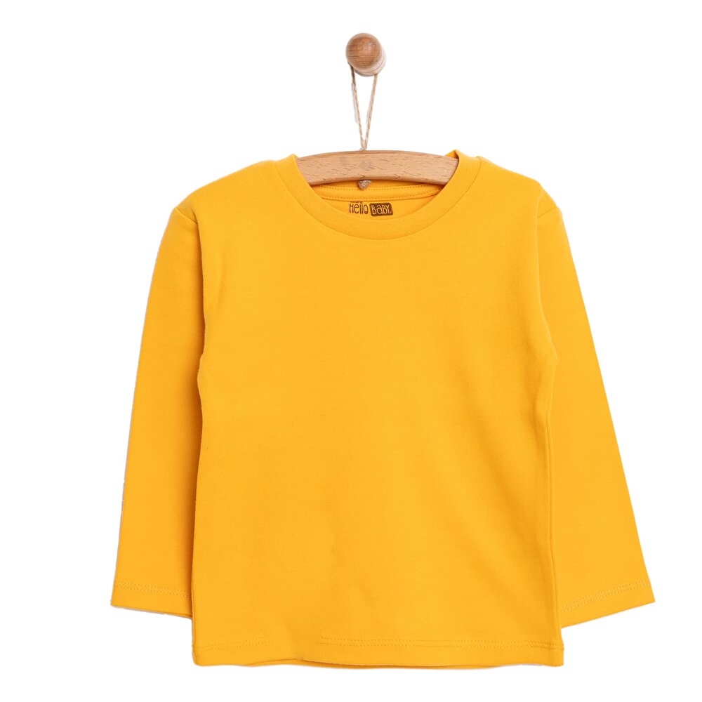 Unisex Tişört İnterlok Çıtçıtlı Bisiklet Yaka Uzun Kol