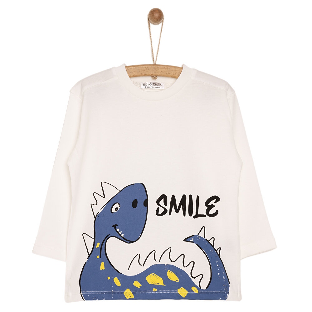 Smiley Dino Erkek Uzun Kol Tshirt Erkek Bebek