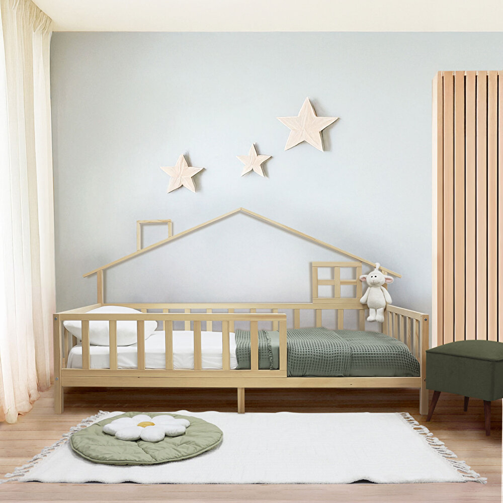 Arkası Çatılı Montessori Karyola 90x190 cm