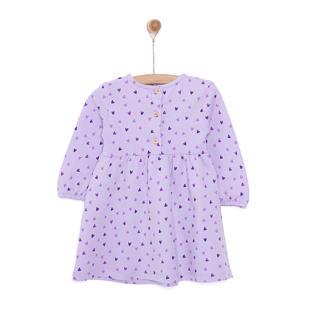 Basic Kız Kalp Desenli Fırfırlı Elbise Kız Bebek