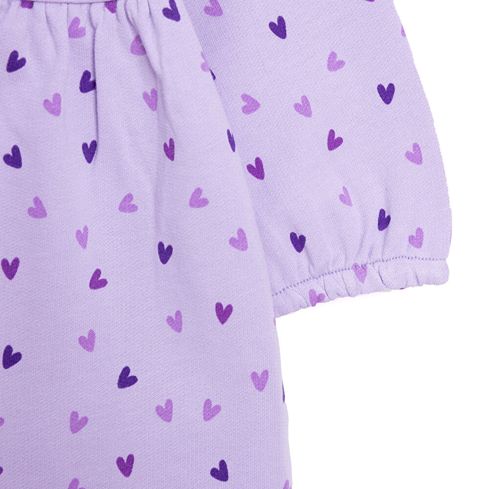 Basic Kız Kalp Desenli Fırfırlı Elbise Kız Bebek